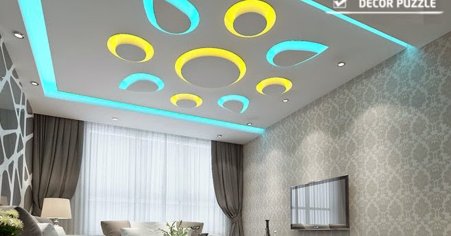 colored  LED ceiling lights for living room pop design on roof