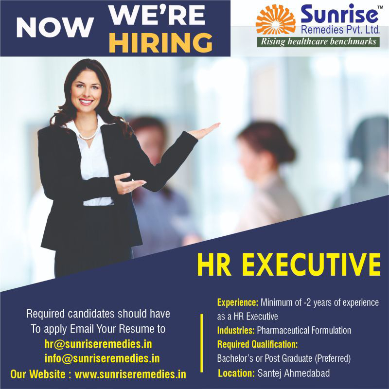 Job Available's for Sunrise Remedies Pvt Ltd Job Vacancy for HR Executive