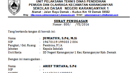 Contoh Surat Tugas Operator Sekolah Contoh Surat