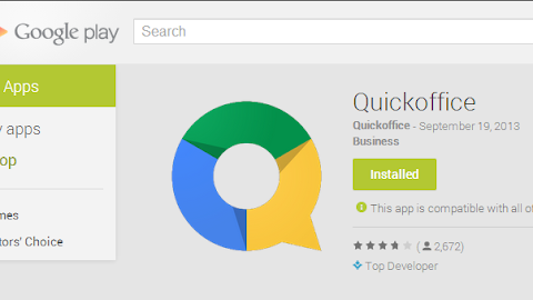 QuickOffice na Google Play Store, Gratuito!
