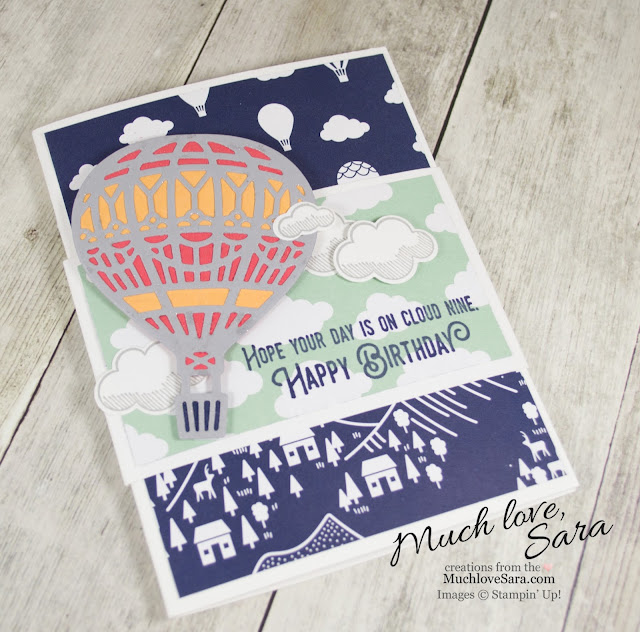 Hot Air Balloon Gift Card 3 Pocket Card made with the Stampin Up Envelope Punch Board