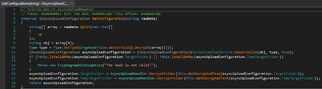 // Telerik.Web.UI.AsyncUpload.SerializationService
internal static object Deserialize(string obj, Type type)
{
 JavaScriptSerializer serializer = SerializationService.GetSerializer(obj.Length);
 SerializationService.ApplyConverters(type, serializer);
 MethodInfo methodInfo = typeof(JavaScriptSerializer).GetMethod("Deserialize", new Type[]
 {
  typeof(string)
 }, null).MakeGenericMethod(new Type[]
 {
  type
 });
 return methodInfo.Invoke(serializer, new object[]
 {
  obj
 });
}