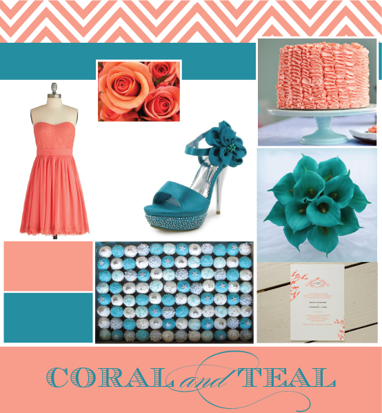 Wedding Color Inspiration Coral and Teal Fresh clean and crisp palette of 