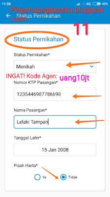 Gambar Langkah 11 Pengisian Data pekerjaan pengajuan pinjaman KTA Aplikasi pinjaman Tunaiku kode agen uang10jt