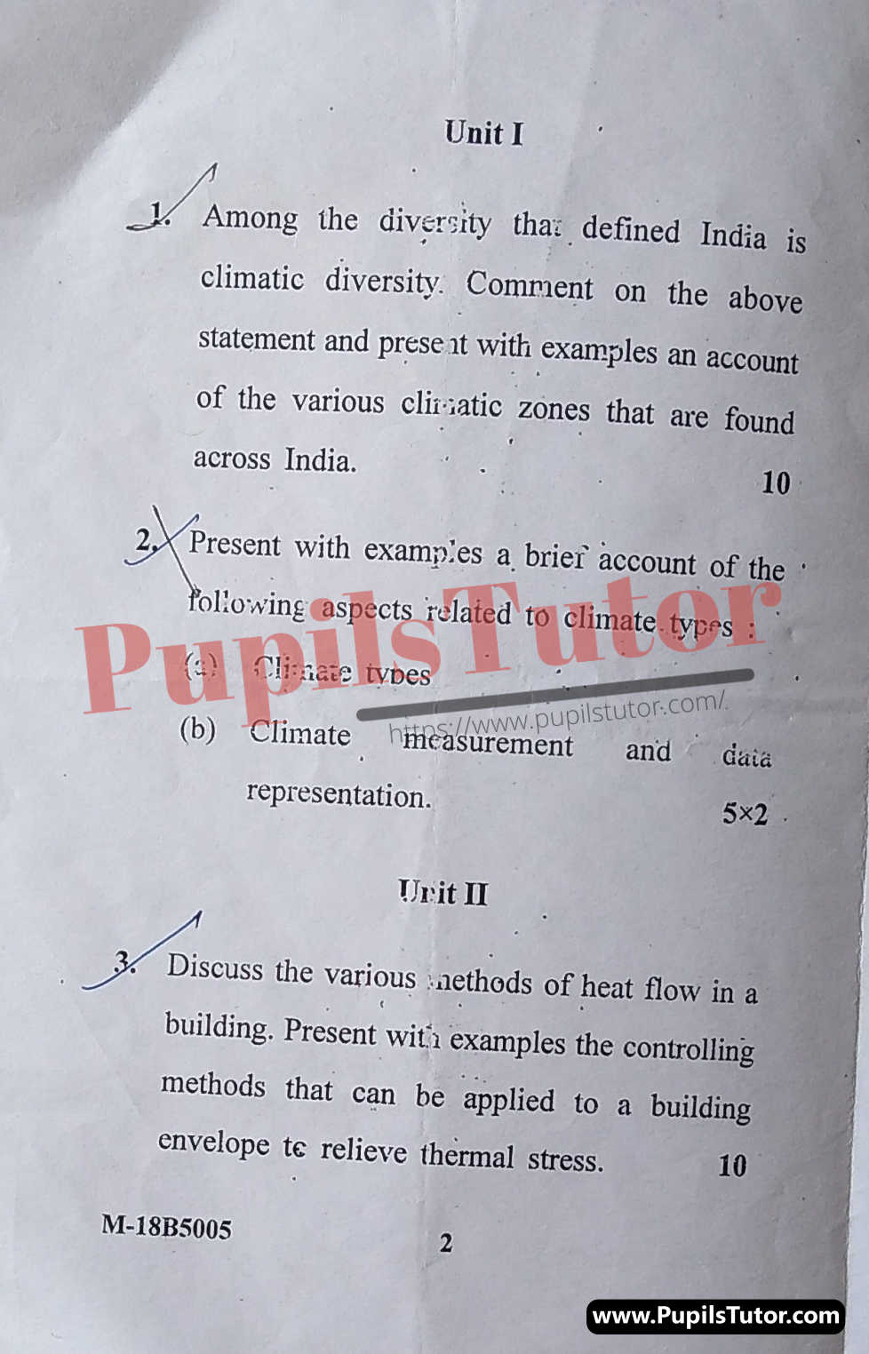 Deenbandhu Chhotu Ram University of Science and Technology (DCRUST) BArch (B. Architecture) Climate Responsive Architecture - II Second Semester Important Question Answer And Solution - www.pupilstutor.com (Paper Page Number 2)