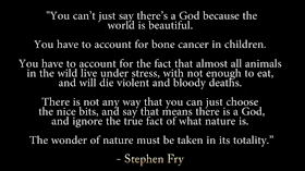 Stephen Fry on the subject of Intelligent Design
