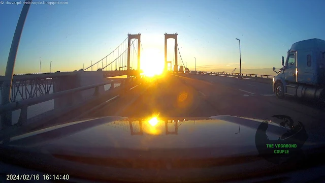 Sunrise over Delaware Memorial Bridge, I-95, United States