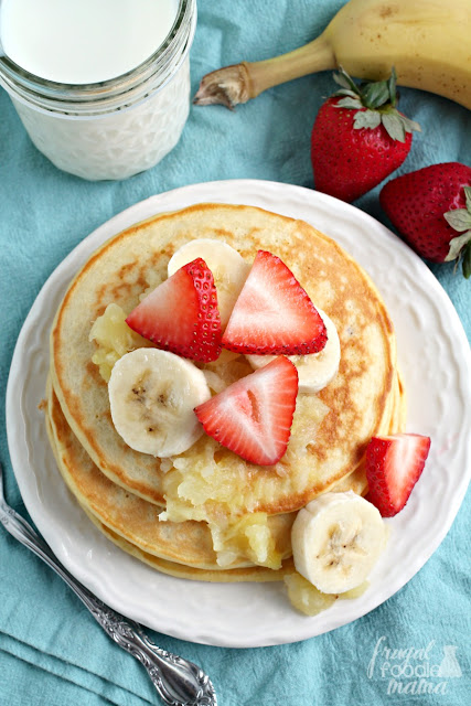 These tasty & filling Banana Split Greek Yogurt Pancakes are chock full of low fat Greek yogurt & milk.