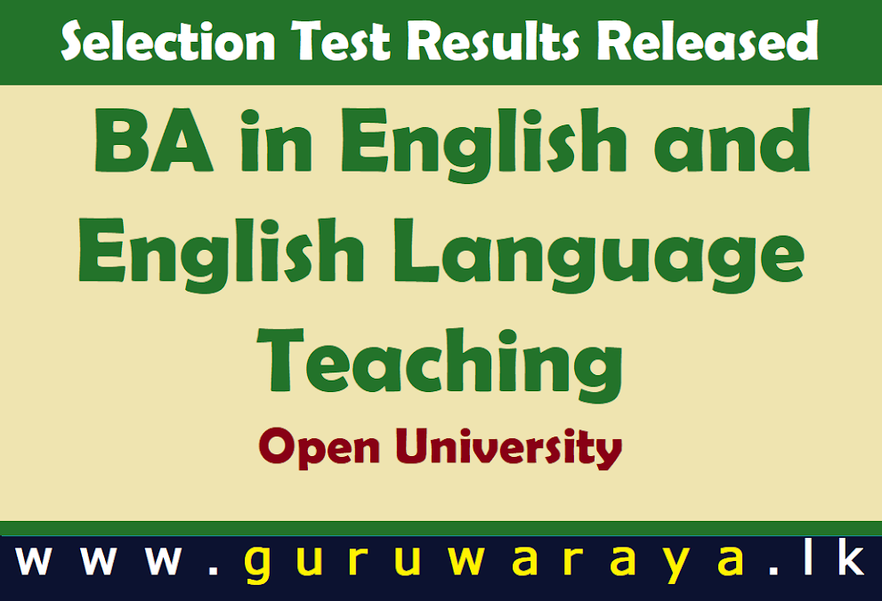 Selection Test Results : BA in English and English Language Teaching