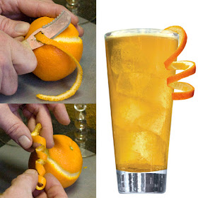 Tips de decoración de tragos con cítricos espiral naranja