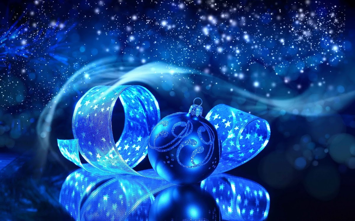 Blue Christmas Ball Widescreen Wallpaper