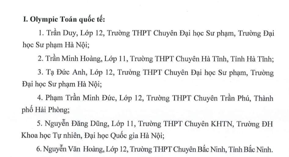 6 HS VN du thi IMO 2024