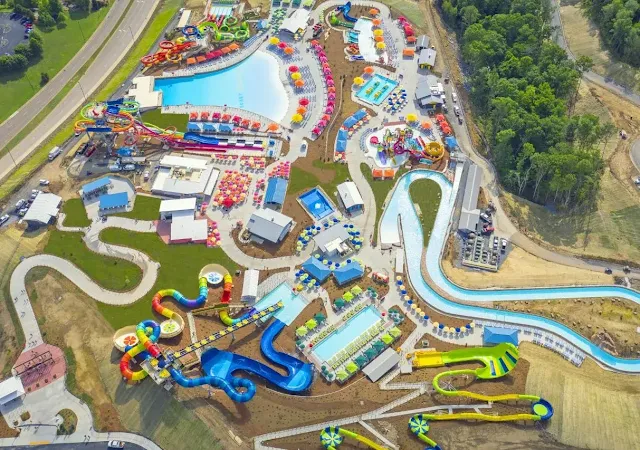 A top view of soaky mountain water park