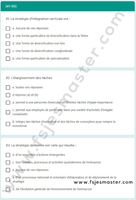 Exemple Concours Master Management Stratégique des Ressources Humaines (MSRH) 2021-2022 - Fsjes Agdal