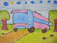 Harmony Arts Academy Drawing Classes Thursday 18-July-19 Neeraja Sameer Lad 8 yrs Bus Vehicles Oil Pastels, Paper SSDP - (03) - Third