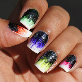 NailaDay: Neon Brushstroke skittles mani