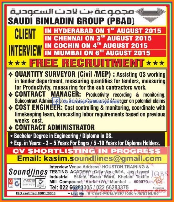 Saudi Binladin Group job vacancies