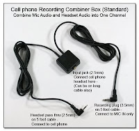 CP1044: Cell Phone Recording Combiner Box (Standard) - Combine Mic Audio and Headset Audio into One Channel