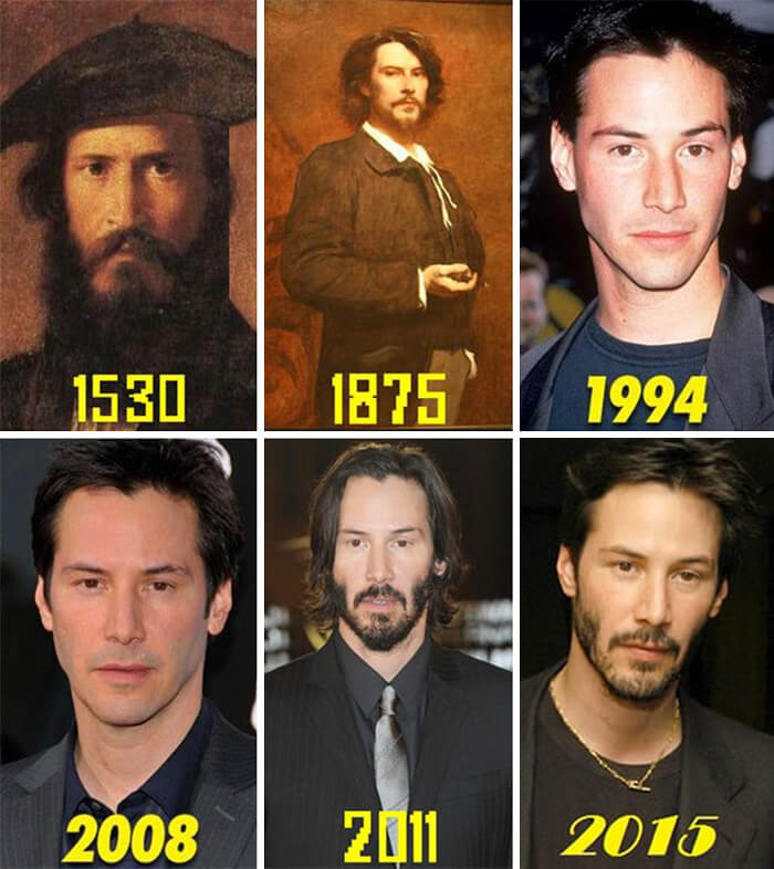 Hilarious Life Progress Pictures Posted Online That Made Us Laugh Out Loud - Keanu Reeves' Progress Through The Centuries