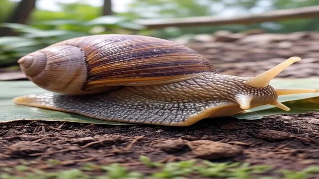 Caramujo-gigante-africano em ambiente natural.
