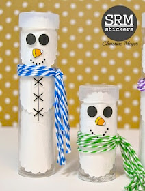 SRM Stickers Blog - TUBE Snowmen by Christine - #tubes #minitubes #originaltubes #twine #stickerstitches #stickers #punched pieces #stickerborders