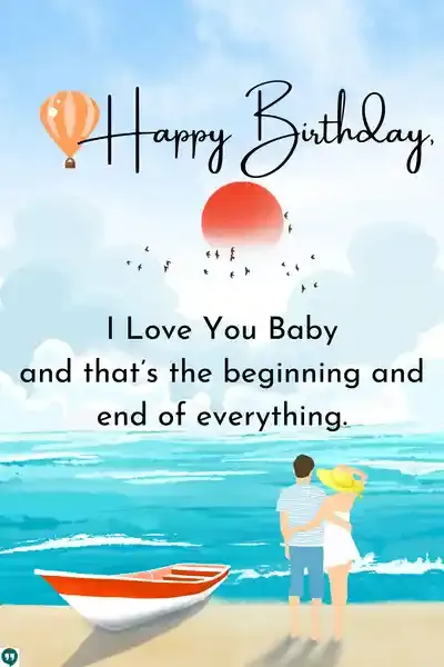 happy birthday i love you baby quotes images with seaside romantic couple