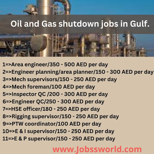 Oil and Gas shutdown jobs in Gulf.