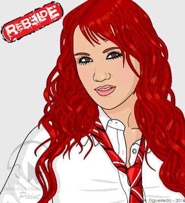 Desenho da Roberta Pardo de cabelo vermelho feito no Paint
