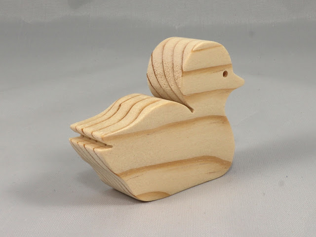 Wood Duck Cutout Handmade Unfinished, Unpainted, Freestanding, Stackable, Paintable, from the Itty-Bitty Animal Collection