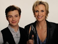 Michael Caulfield/Getty Images for PCA. Actors Chris Colfer and Jane Lynch of Glee pose for a portrait during the 2011 People's Choice Awards.