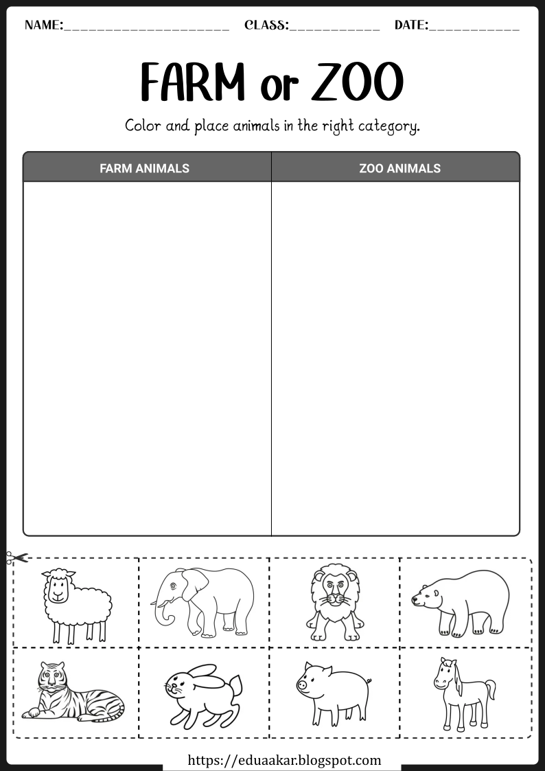 Farm Zoo Animals worksheets