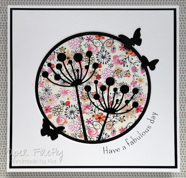 Flower stem and butterfly silhouette card