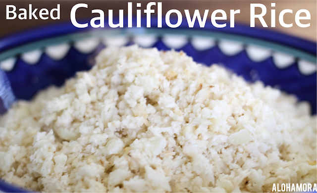 Healthy Cauliflower Rice Baked and so easy to make.  This diet friendly substitute for rice is easy to make and perfect to use in salads, under chili, or however you desire.  Recipe on the blog gluten free, easy to make, quick to make Alohamora Open a Book http://alohamoraopenabook.blogspot.com/