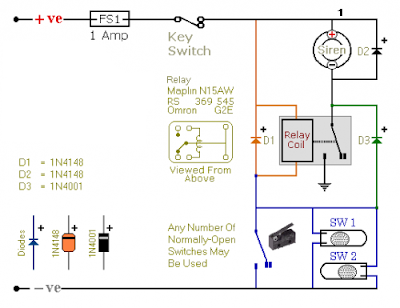 Make Relay Based Motorcycle Alarm Circuit Diagrams