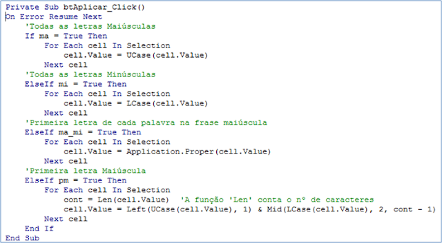 maiúsculo, minúsculo, excel, userform, macro, vba