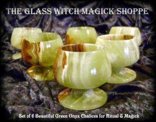 Set Of 6 Beautiful Green Onyx Chalices For Ritual And Magick Ac 30 00
