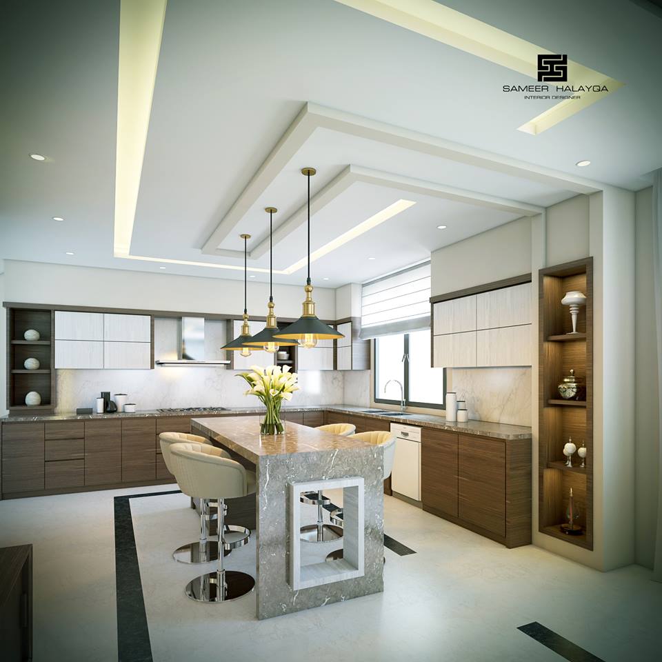 25 Gorgeous Kitchens Designs With Gypsum False Ceiling & lights - Decor Units