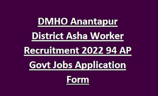 DMHO Anantapur District Asha Worker Recruitment 2022 94 AP Govt Jobs Application Form