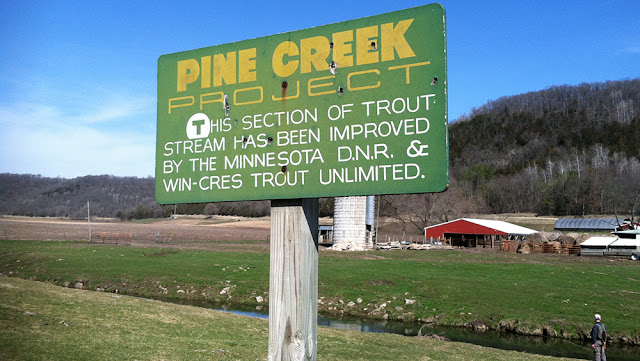 Trout stream improvement sign. Sigh. 