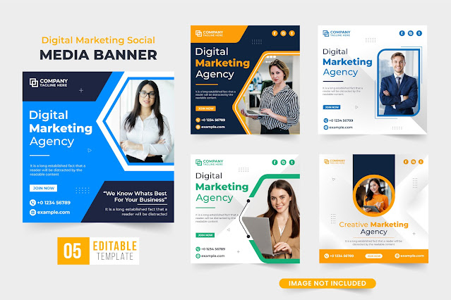 Digital marketing template bundle vector free download