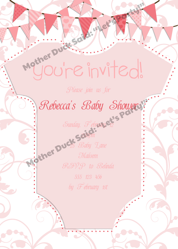 Onesie Baby Shower Invitation and Baby Shower Decorations