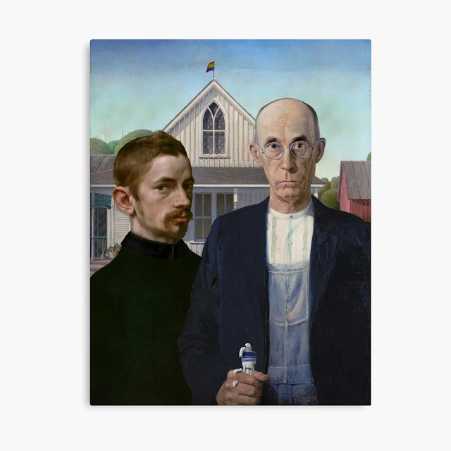 American Gothic painting goes gay.
