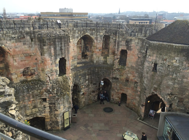 Medieval round castle walls from the inside