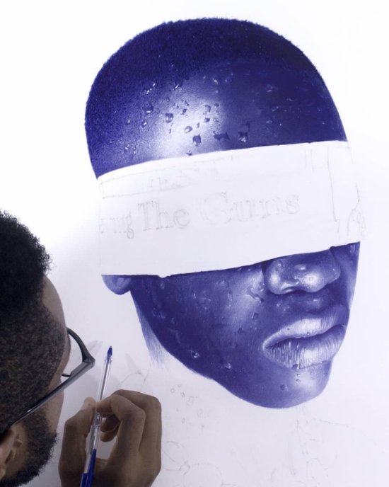 Patrick Onyekwere arte instagram pinturas hiper realistas caneta bic negros