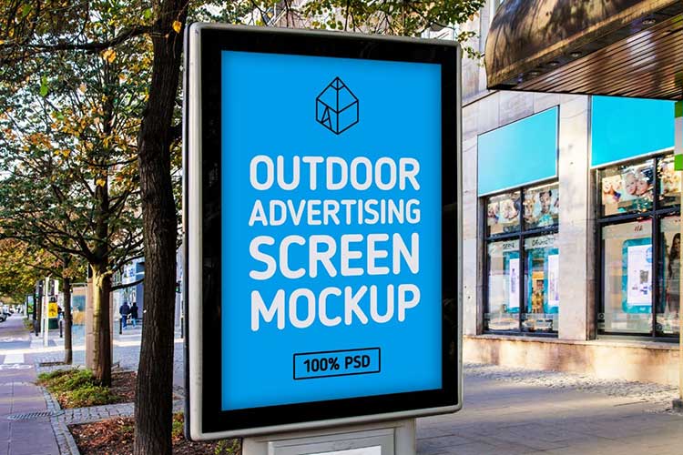 Free Outdoor Advertising Screen MockUp