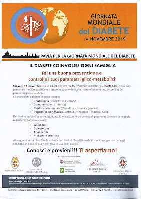 Il 14 novembre a Pavia screening gratuito dei parametri glico-metabolici 