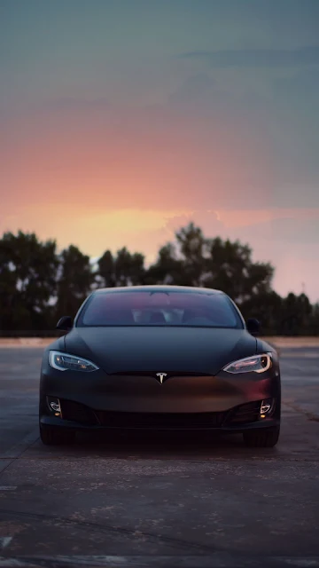 Tesla, Black Car, Parking