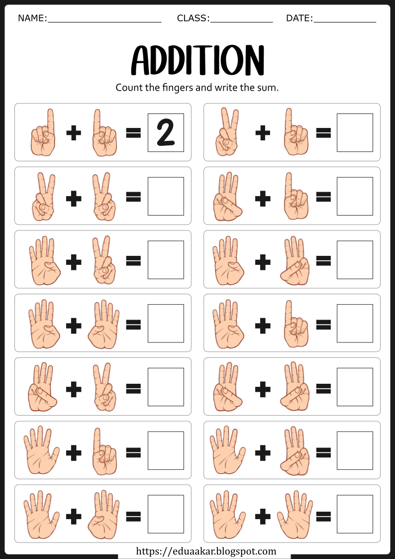 Finger Counting Worksheets