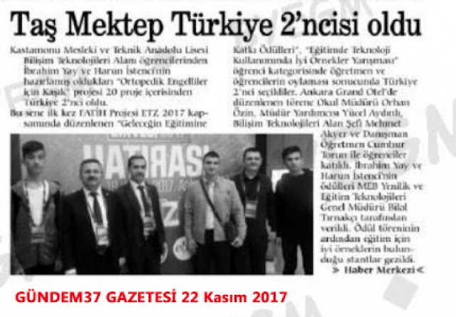 Taş Mektep Türkiye 2'ncisi oldu - Basında Harun İstenci