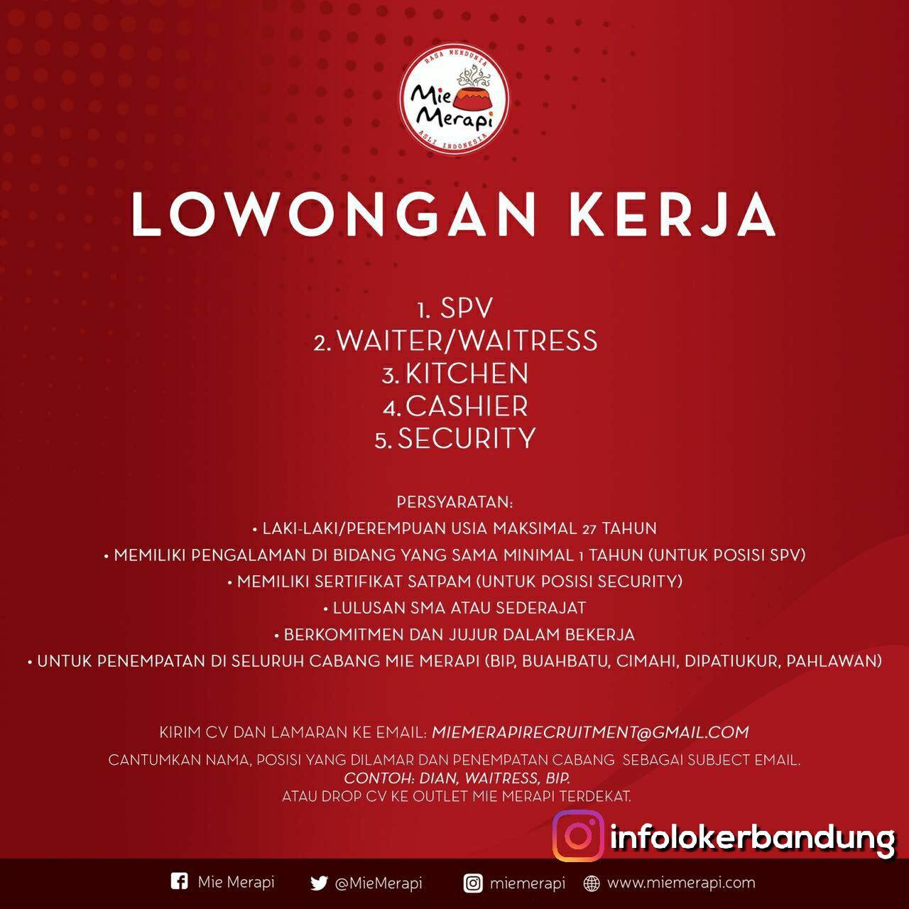 Lowongan Kerja Mie Merapi Bandung Januari 2018 - Info 
